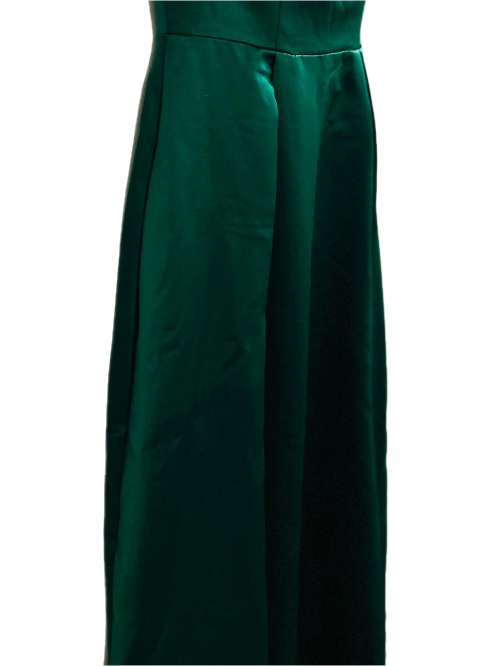 Emerald Green V-Neck Satin Evening Gown - Picture 8 of 17